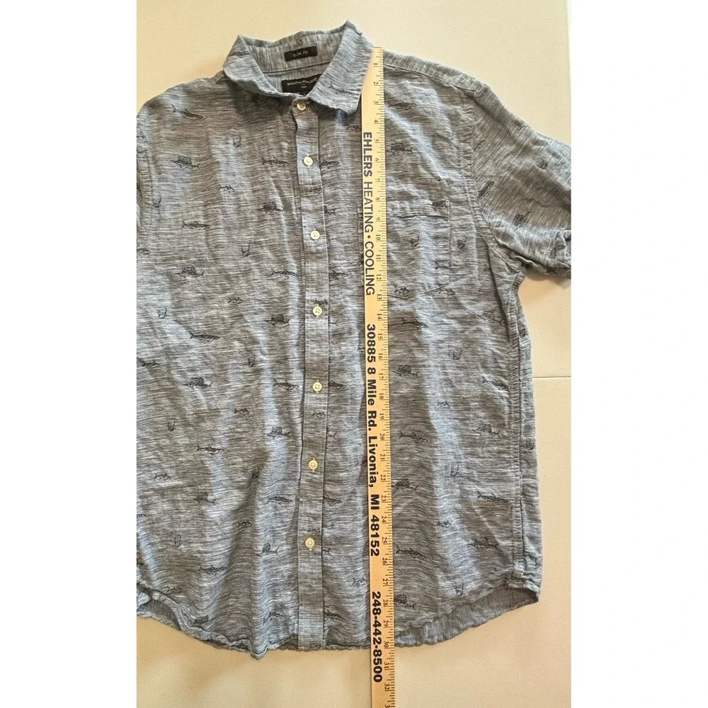 Banana Republic Men's Blue Short Sleeve Shirt, Size Large, Linen Blend